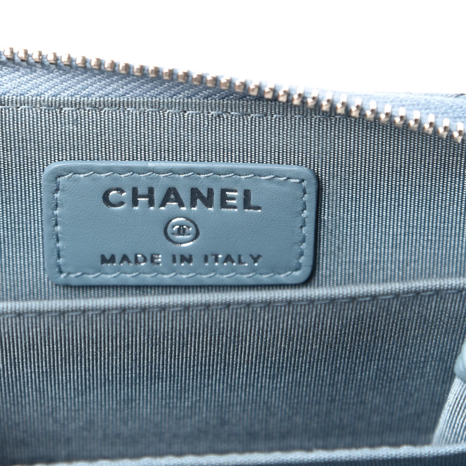 Chanel Lambskin Camellia Embossed Studded Zip Coin Purse Blue 6 of 8