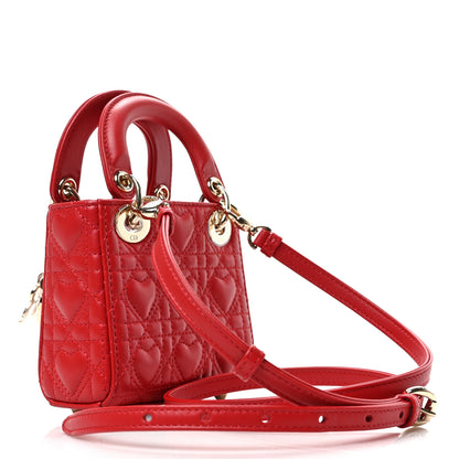 Christian Dior Calfskin Cannage Dioramour Micro Lady Dior Bright Red 3 of 8