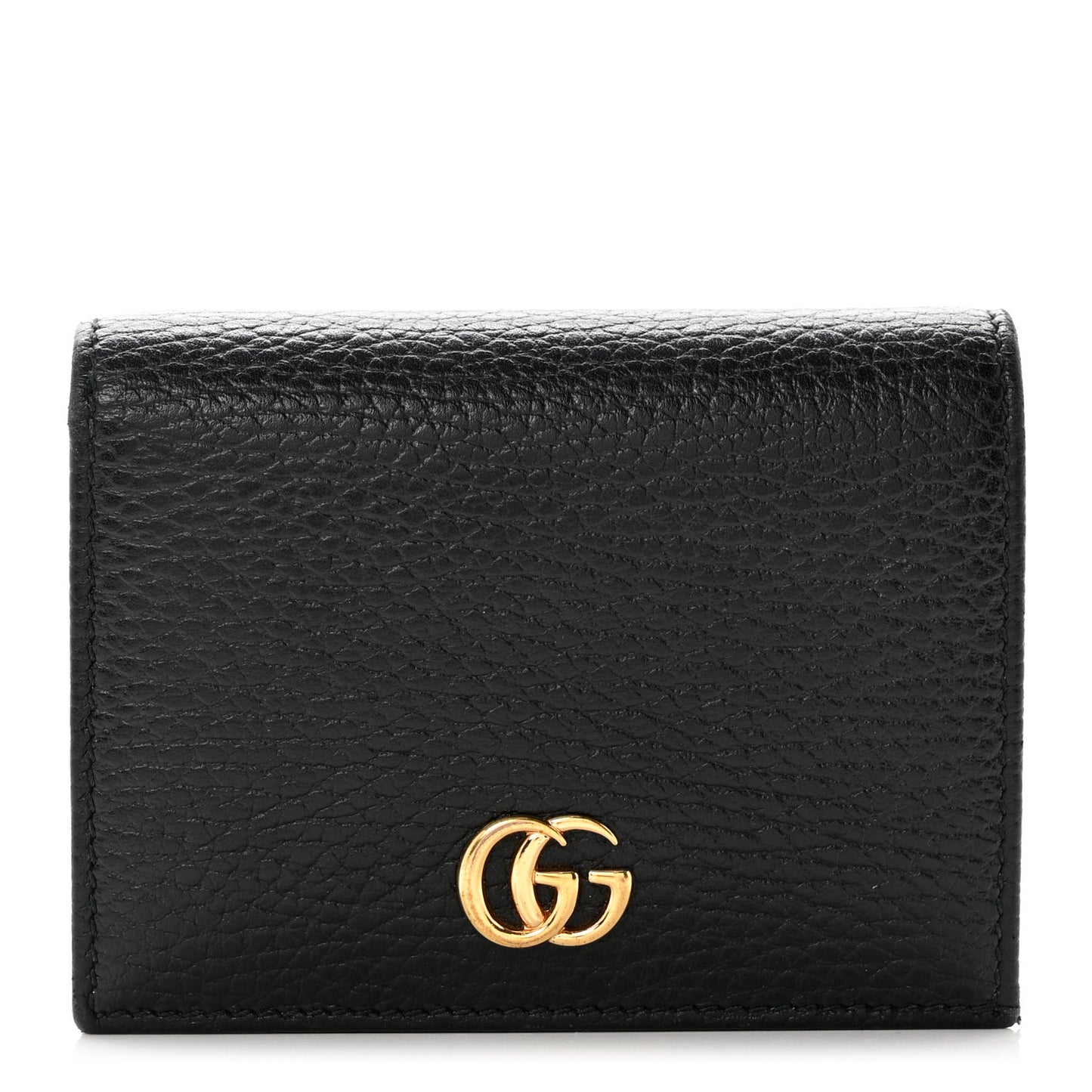 Pebbled Calfskin GG Marmont Card Case Black