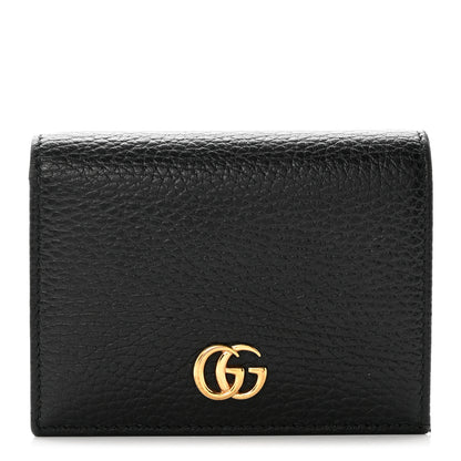 Gucci Pebbled Calfskin GG Marmont Card Case Black 1 of 9