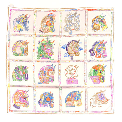 Hermes Silk Chevaloscope Scarf 90 White Bleu Multicolor 2 of 6