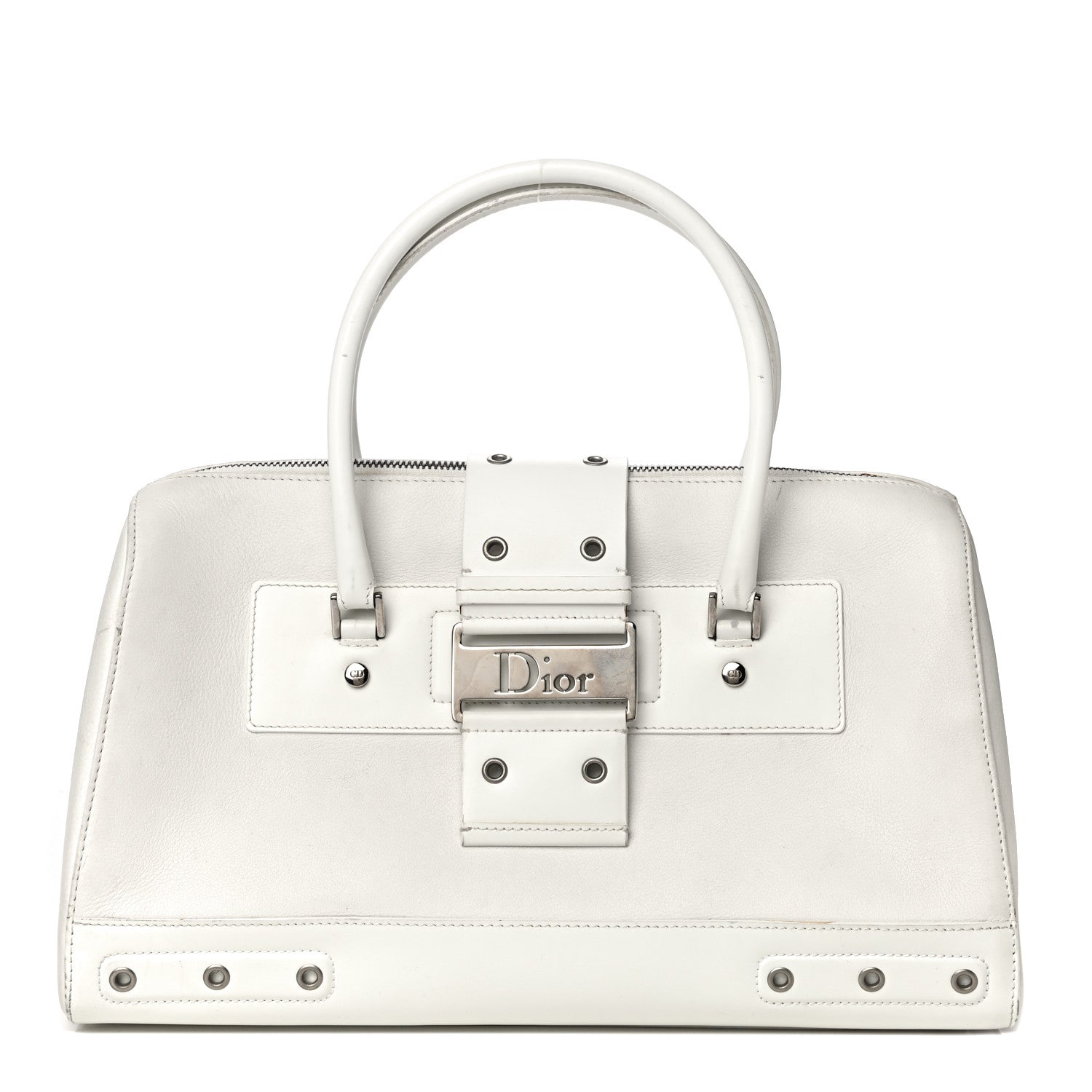 Christian Dior Grained Calfskin Street Chic Top Handle Bag White 1 of 35
