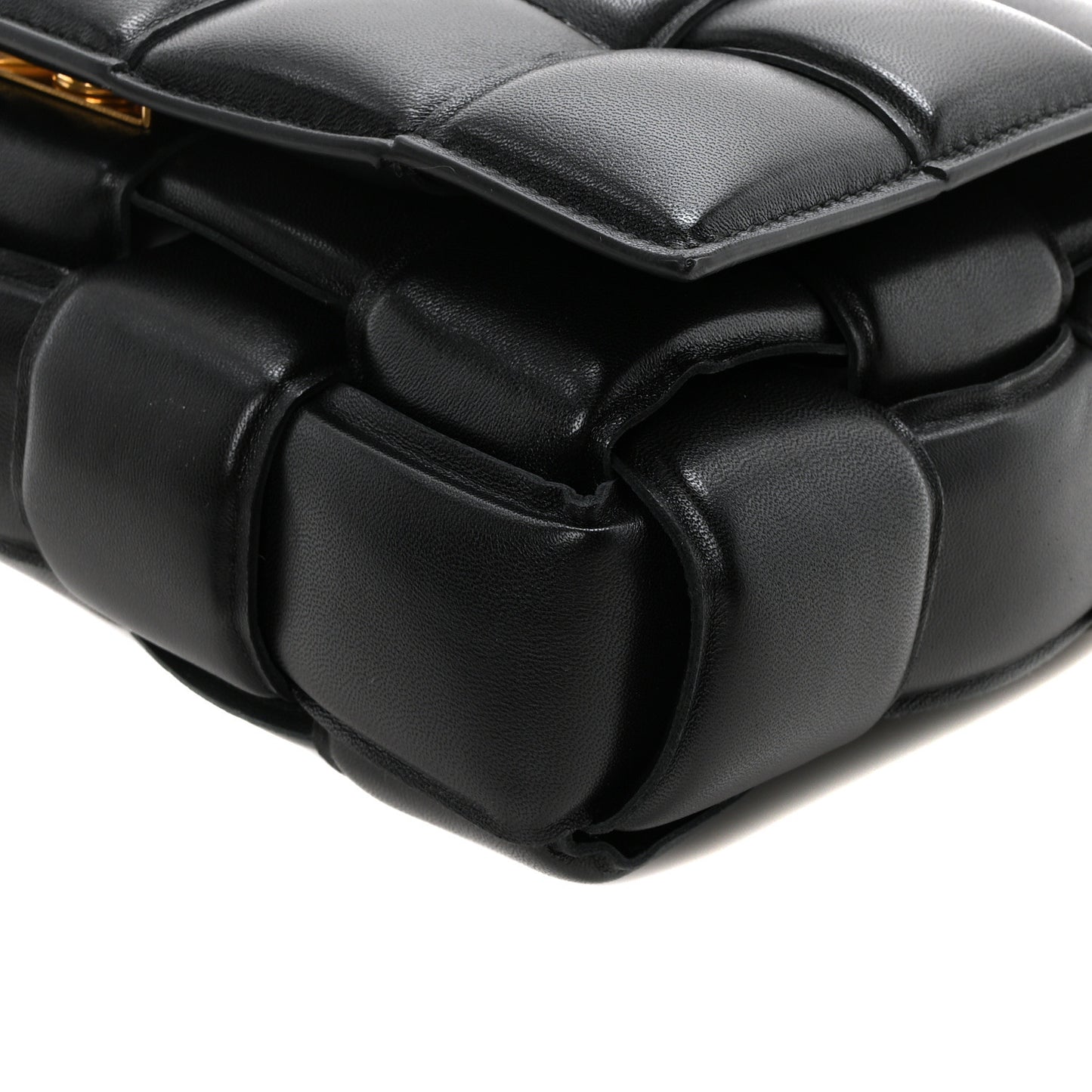 Lambskin Maxi Intreccio Padded Chain Cassette Crossbody Bag Black