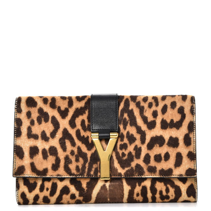 Saint Laurent Pony Hair Leopard Print Y Ligne Clutch 1 of 11