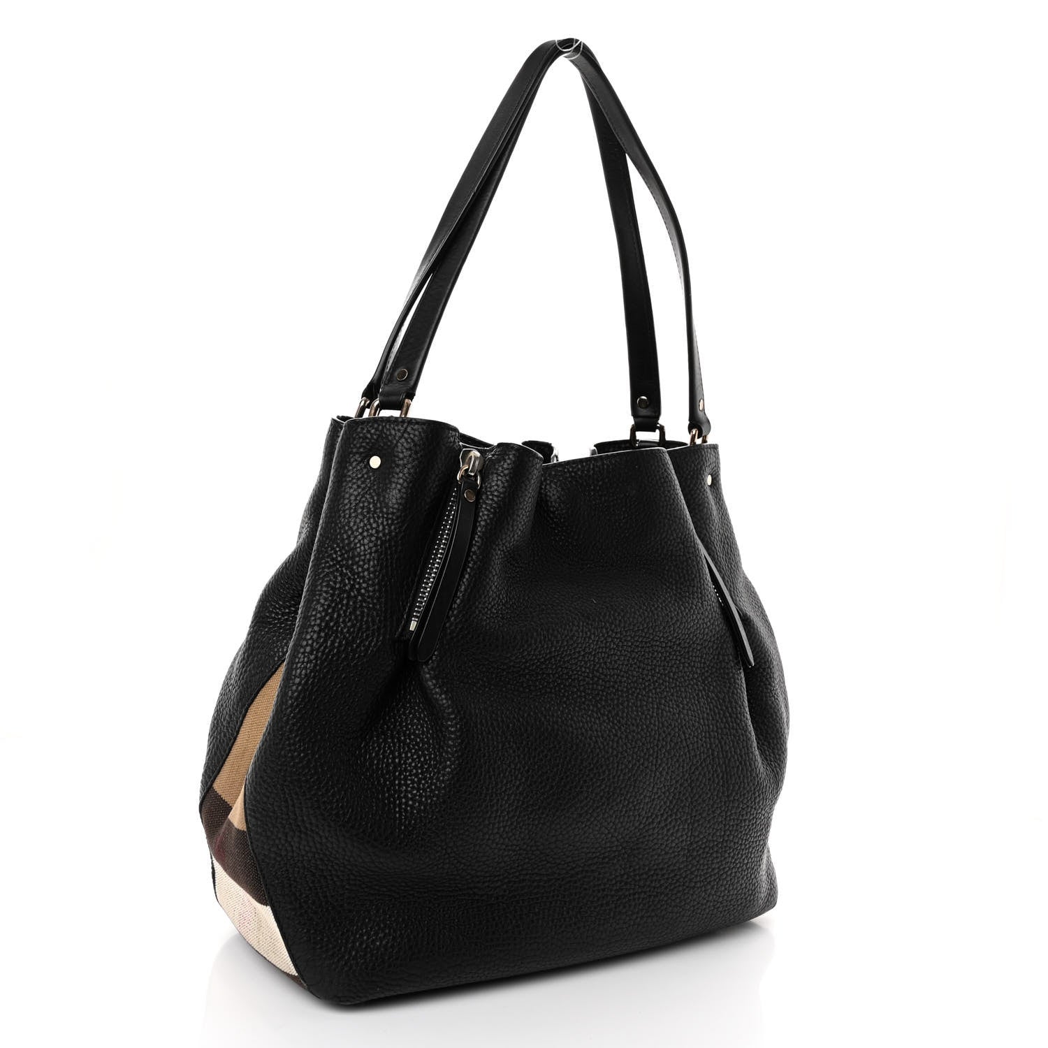 Burberry Grainy Calfskin House Check Medium Maidstone Black 3 of 10