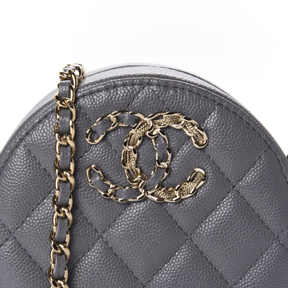 Chanel Caviar Quilted French New Wave Round Clutch With Chain Grey 9 of 10