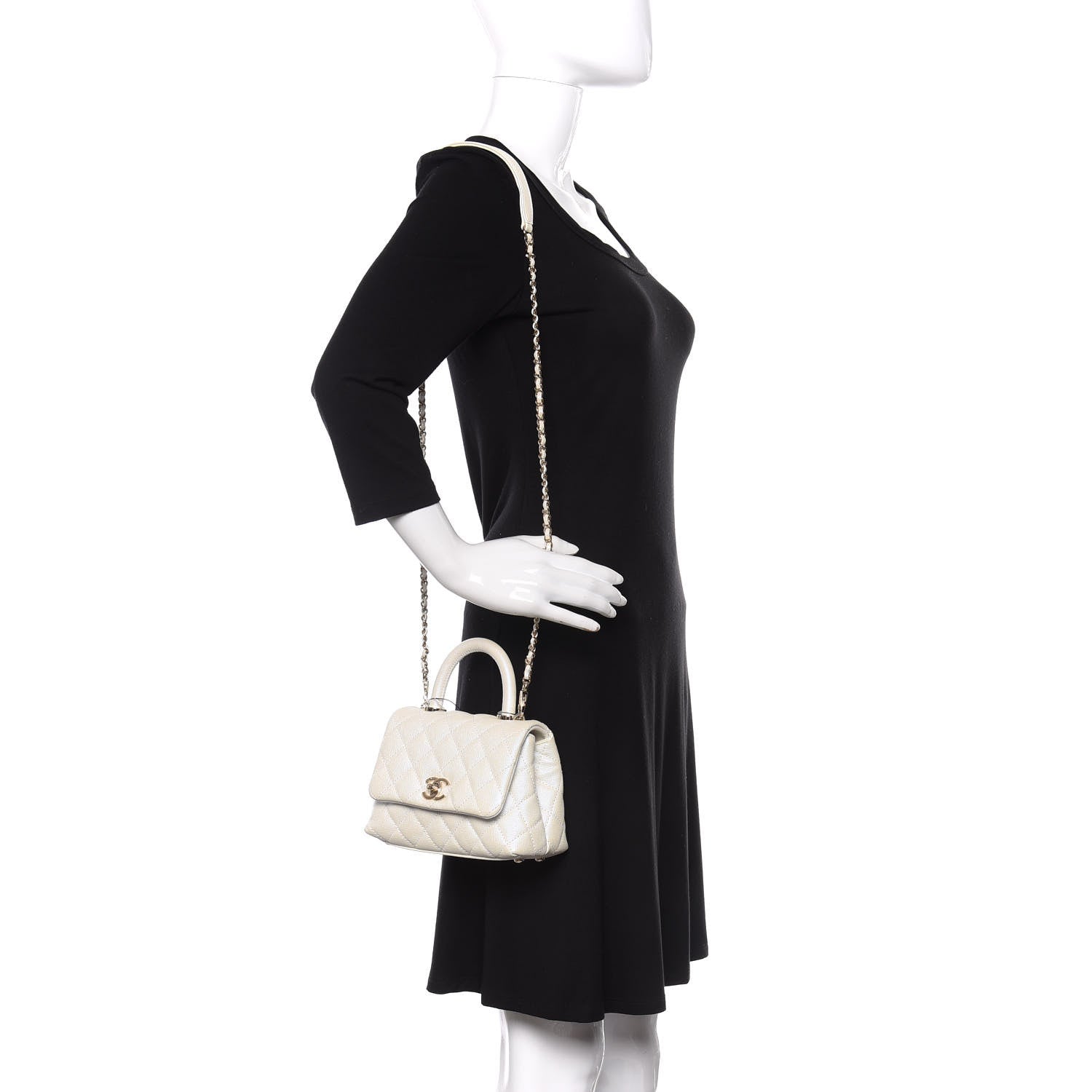 Chanel Iridescent Caviar Quilted Extra Mini Coco Handle Flap Ivory 2 of 10