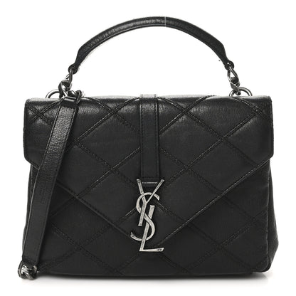 Saint Laurent Calfskin Matelasse Diamond Quilted Monogram Medium College Bag Black 1 of 11