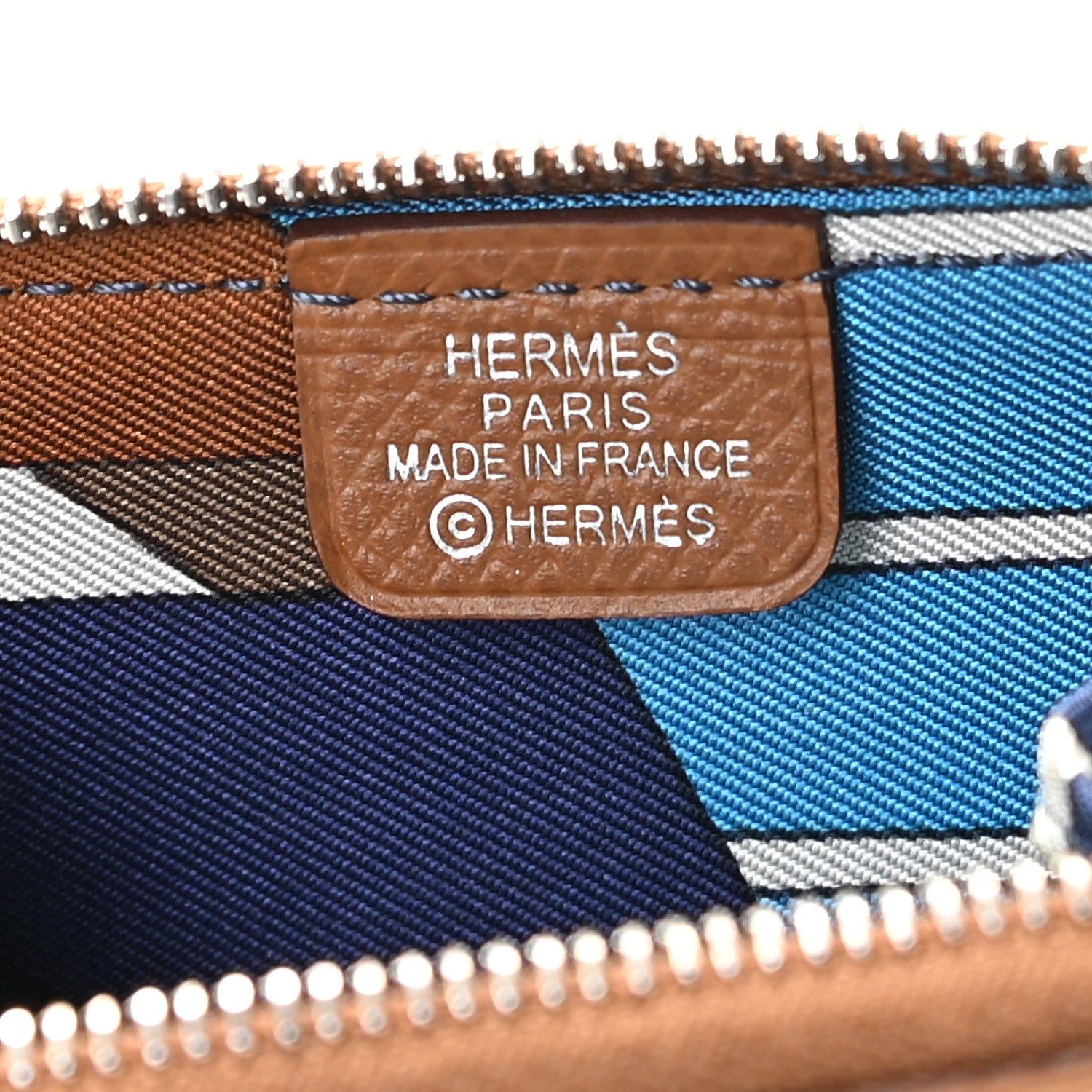 Hermes Epsom Silk'In Coin Purse Gold Bleu Navy Beige 5 of 9