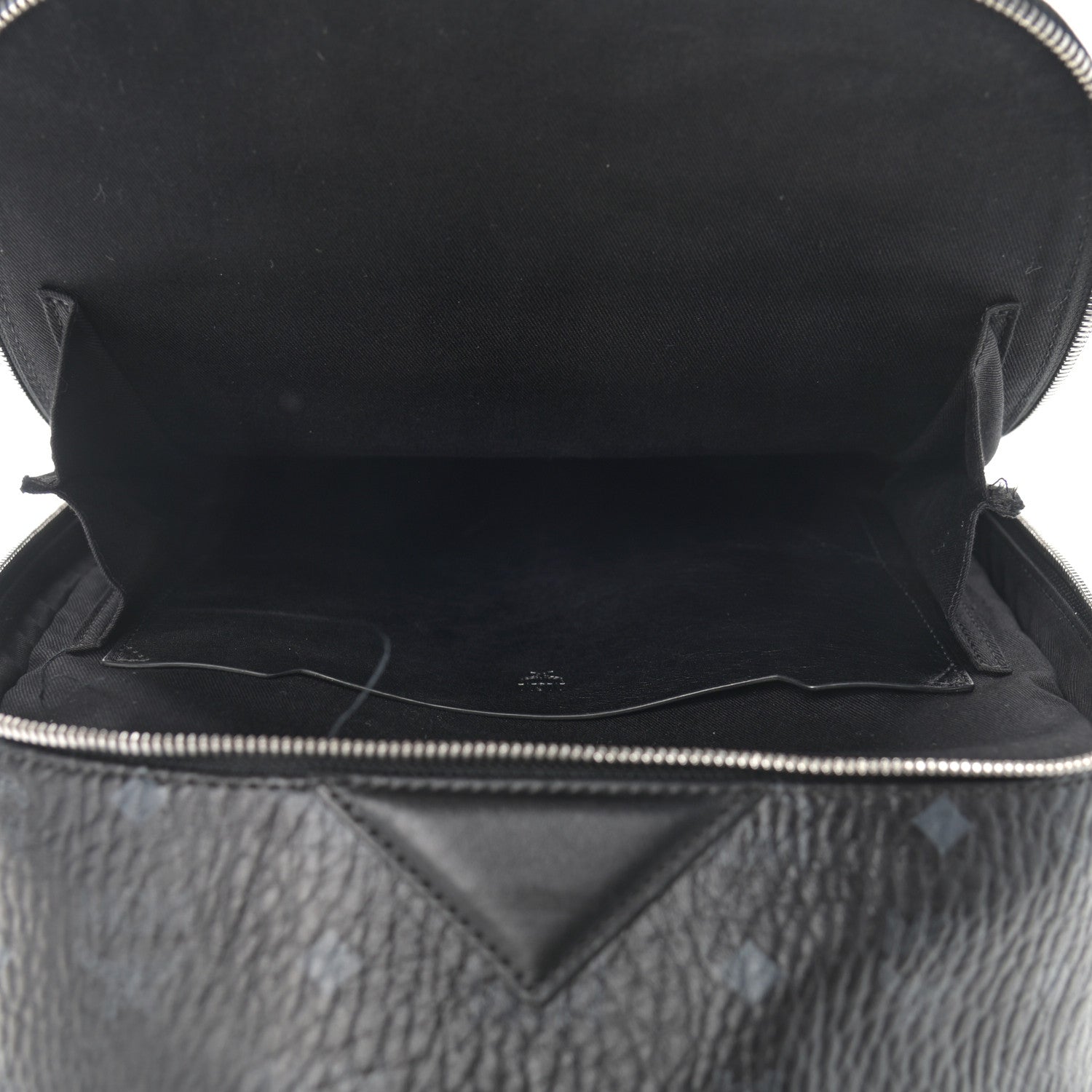 MCM Metallic Visetos Striped Medium Duke Backpack Silver Black 10 of 14