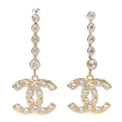 Chanel CC Crystal Drop Earrings Gold 1 of 3