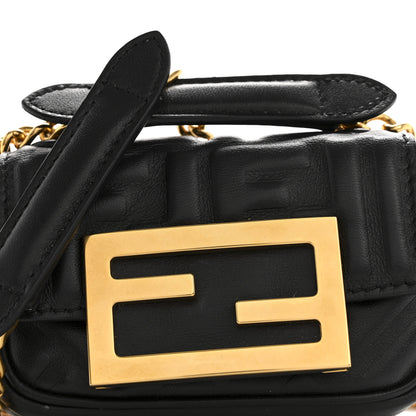 Fendi Nappa Matisse FF Embossed Nano Chain Baguette Black 8 of 13