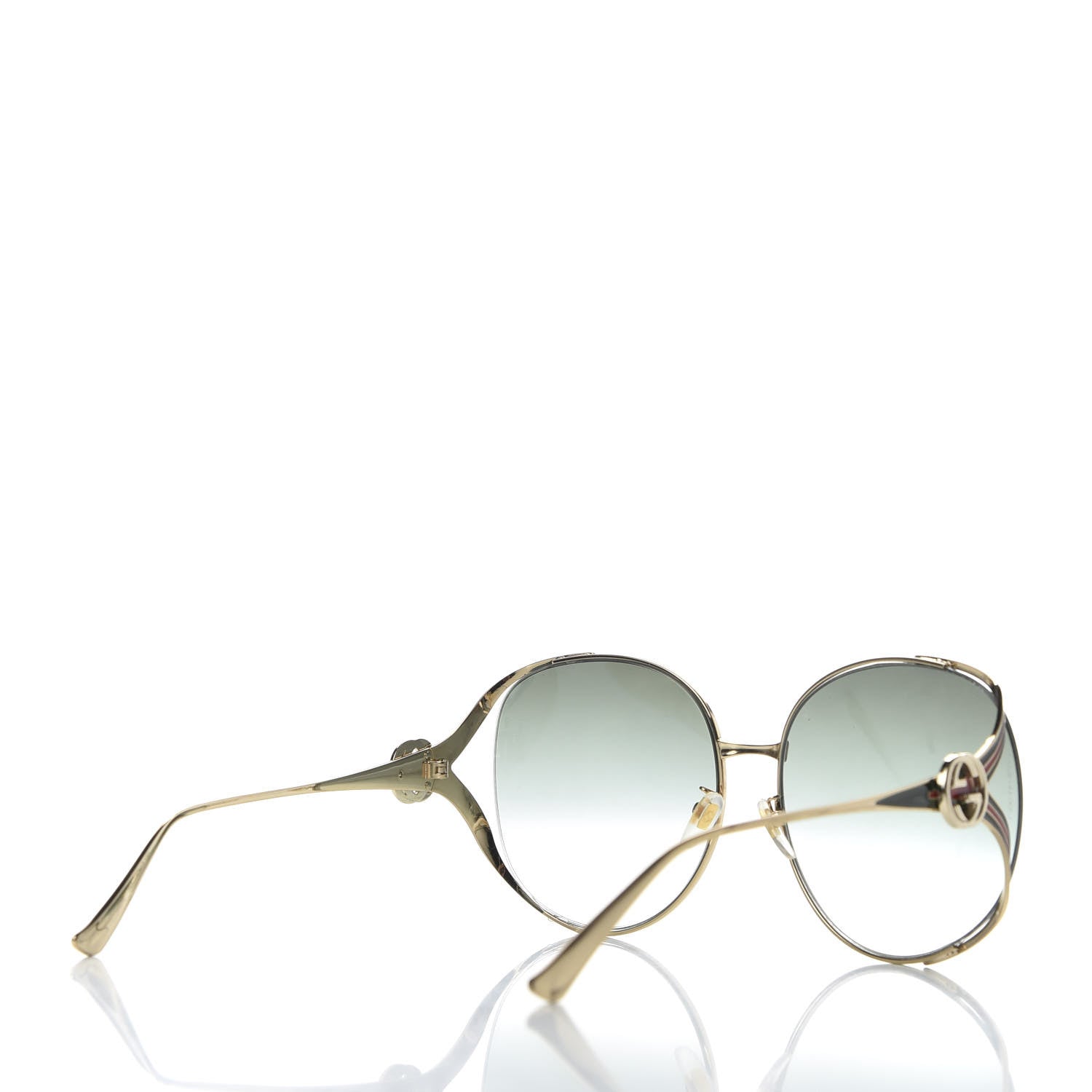 Gucci Metal Oversized Round Frame GG0225S Sunglasses Gold 4 of 8