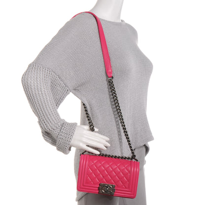 Chanel Lambskin Quilted Small Boy Flap Dark Pink 2 of 10