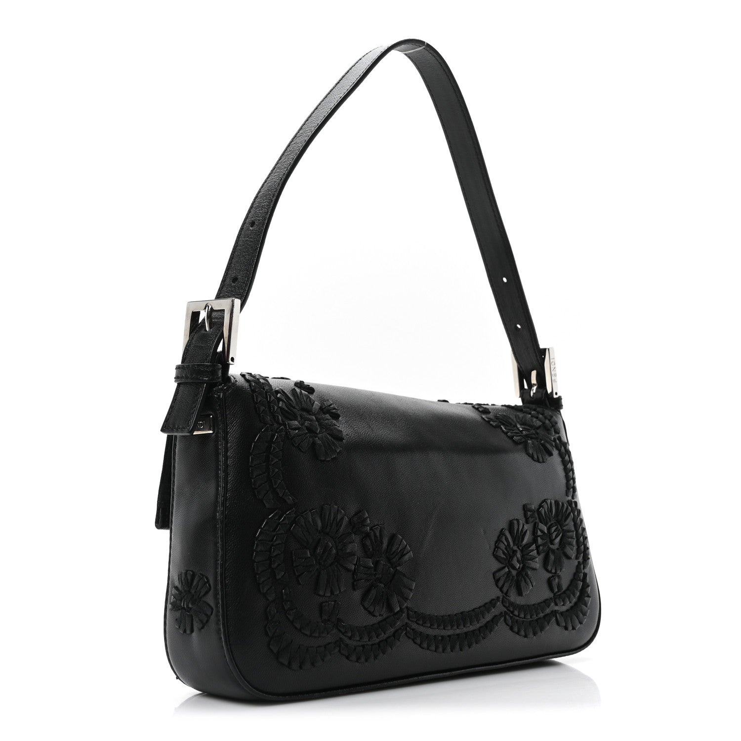 Fendi Nappa Floral Embroidered Baguette Black 4 of 10