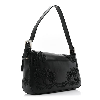 Fendi Nappa Floral Embroidered Baguette Black 4 of 10