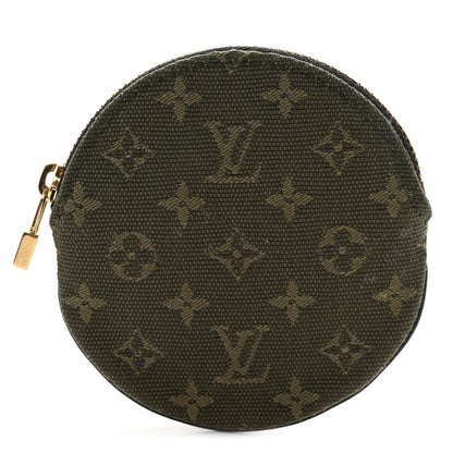 Louis Vuitton Mini Lin Round Coin Purse Kaki 1 of 6