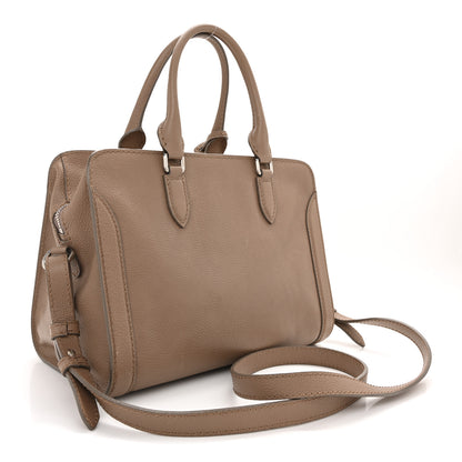 Alexander McQueen Pebbled Calfskin Small Skull Padlock Zip Around Tote Taupe 3 of 14