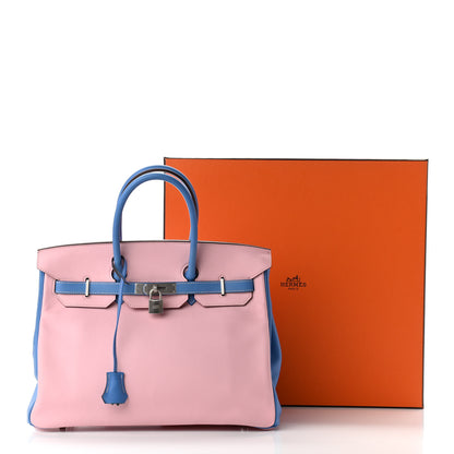 Hermes Swift Horseshoe Birkin 35 Rose Sakura Bleu Paradis 11 of 11