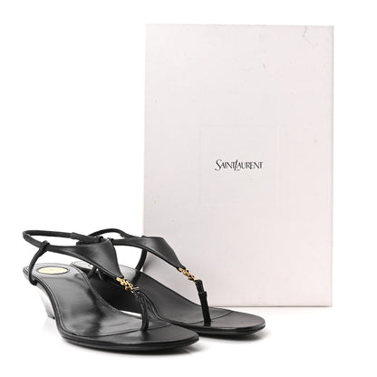 Saint Laurent Nappa Cassandra Monogram Bridget 40 Wedge Sandals 37.5 Black 17 of 18