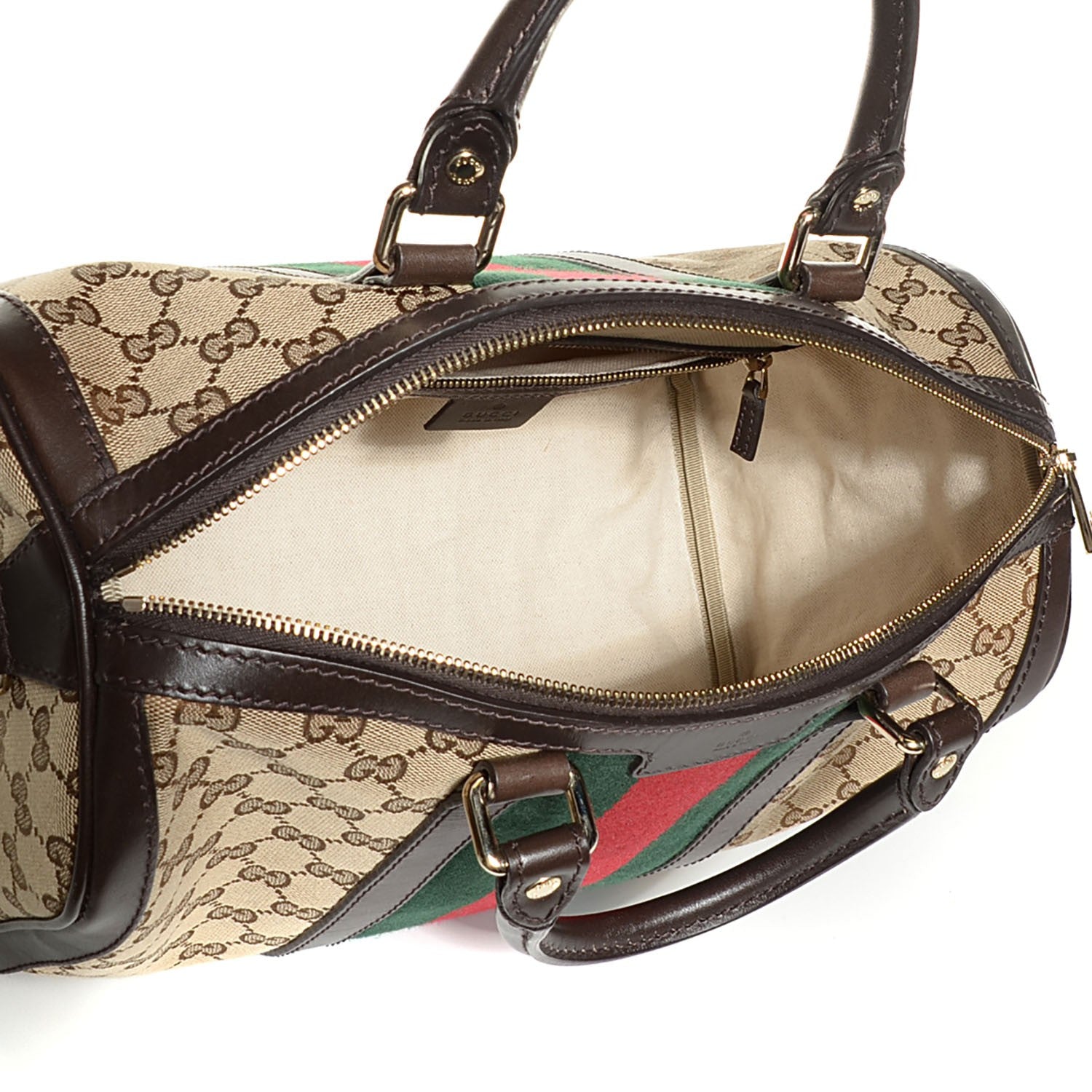 Gucci Monogram Vintage Web Medium Boston Dark Brown 5 of 9