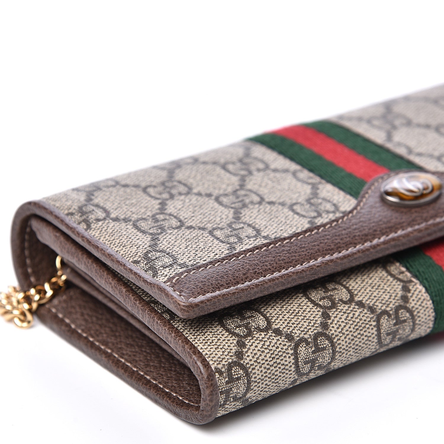 Gucci GG Supreme Monogram Web Ophidia Wallet On Chain Brown 8 of 11