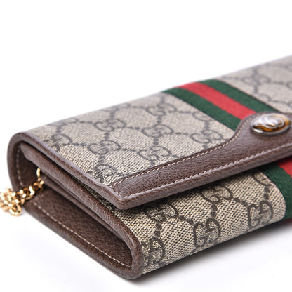 Gucci GG Supreme Monogram Web Ophidia Wallet On Chain Brown 8 of 11