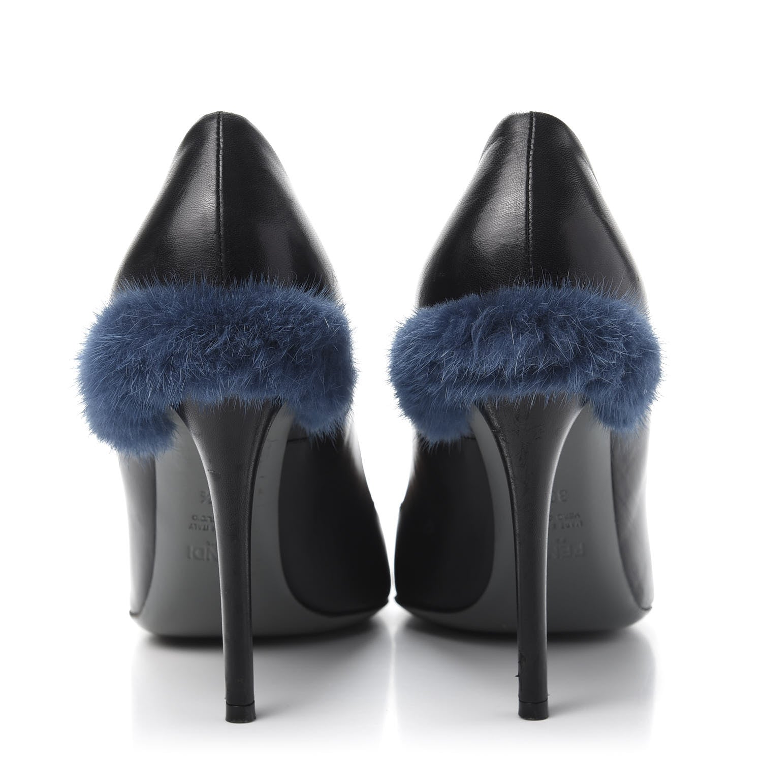 Fendi Calfskin Mink Fur Decollete Pumps 39.5 Black 4 of 10