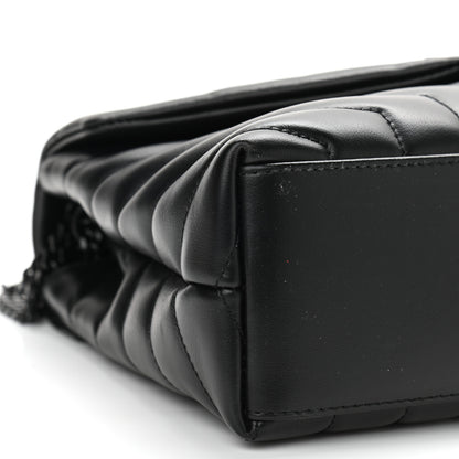 Saint Laurent Calfskin Y Quilted Monogram Small Loulou Chain Satchel Black 8 of 9