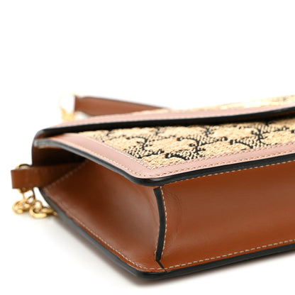 Celine Raffia Jacquard Calfskin Triomphe Wallet on Chain Natural Tan 8 of 9