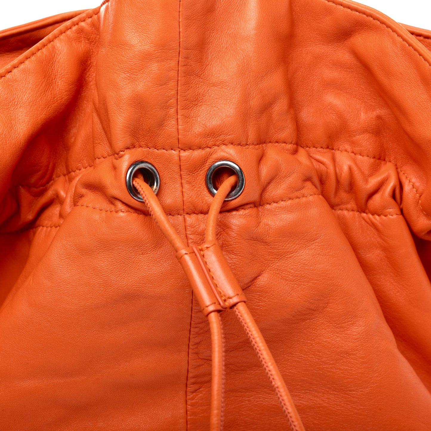 Lambskin Quilted Jumbo Grocery By Chanel Drawstring Shopping Bag Orange