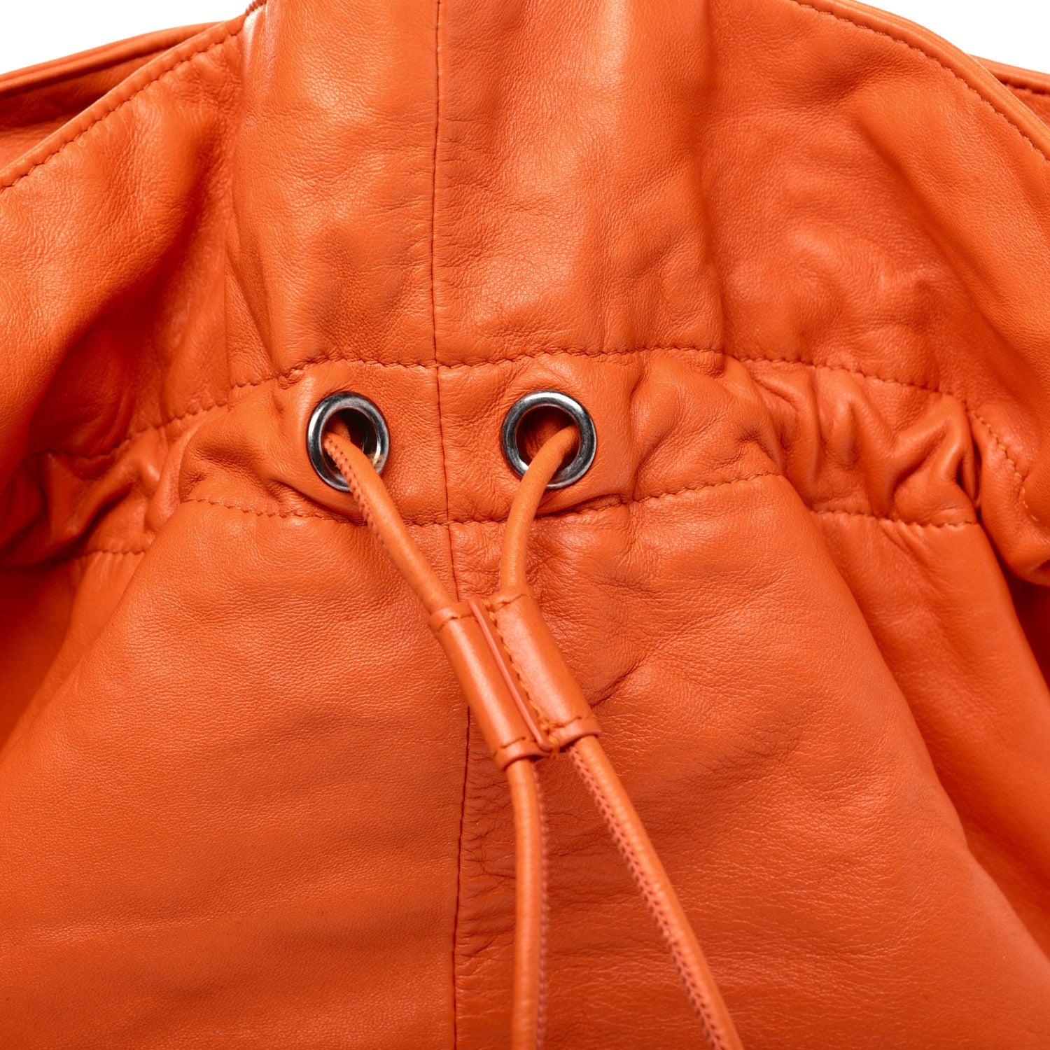 Chanel Lambskin Quilted Jumbo Grocery By Chanel Drawstring Shopping Bag Orange 12 of 24