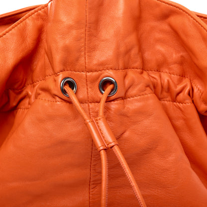 Chanel Lambskin Quilted Jumbo Grocery By Chanel Drawstring Shopping Bag Orange 12 of 24