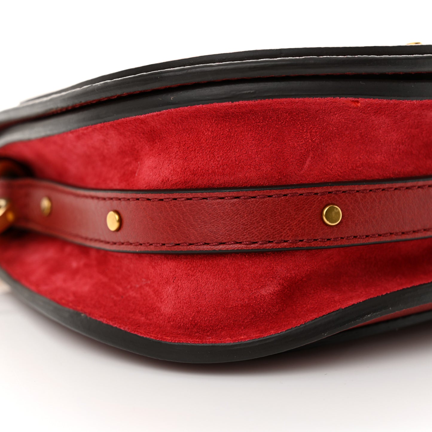 Calfskin Suede Small Nile Bracelet Bag Intense Red