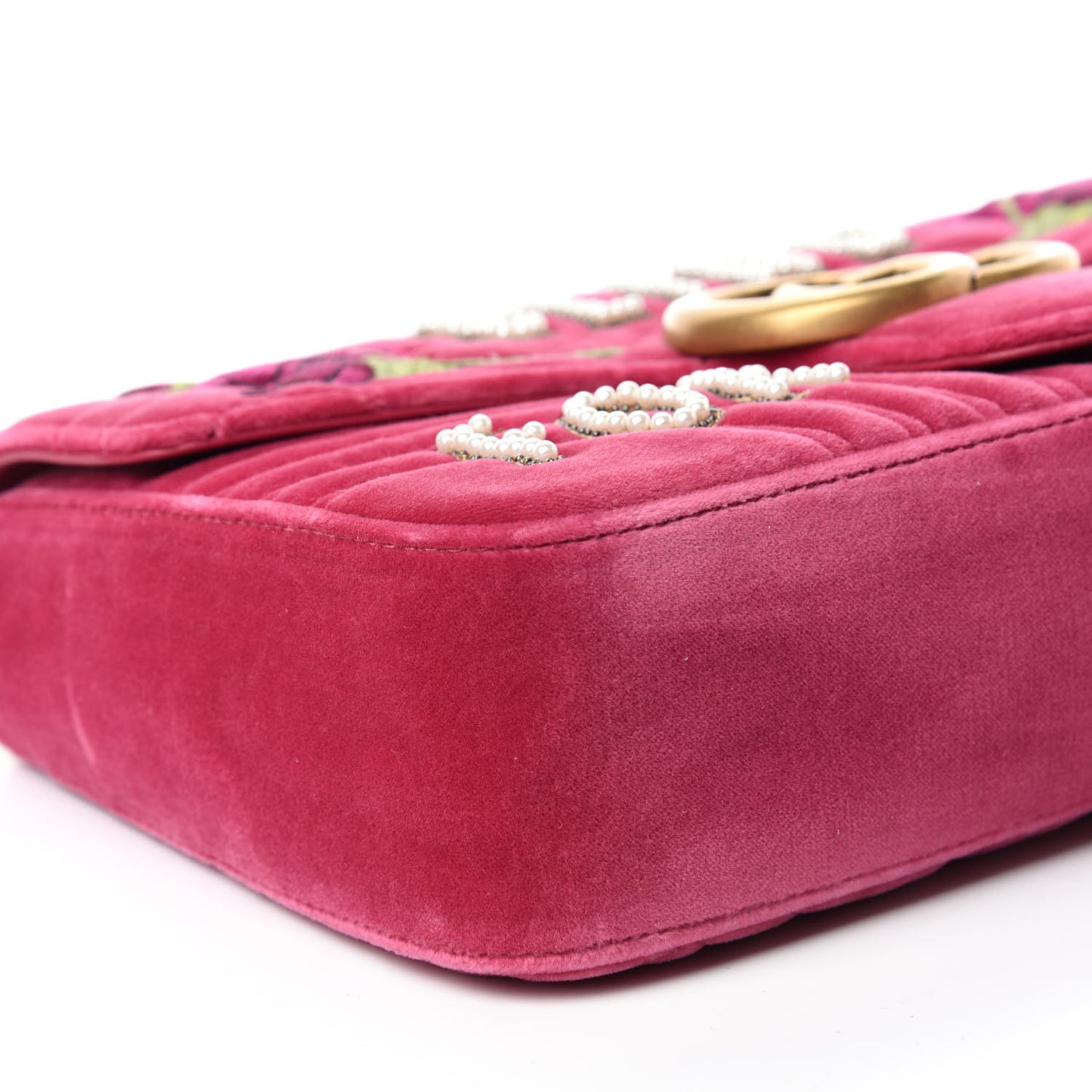 Velvet Matelasse Blind for Love Embroidered Medium GG Marmont Shoulder Bag Light Raspberry Rose Multicolor