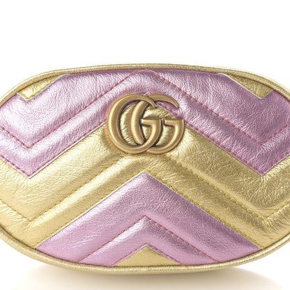 Gucci Metallic Nappa Matelasse Heart GG Marmont Belt Bag 85 34 Oro Vecchio Rosa 12 of 12
