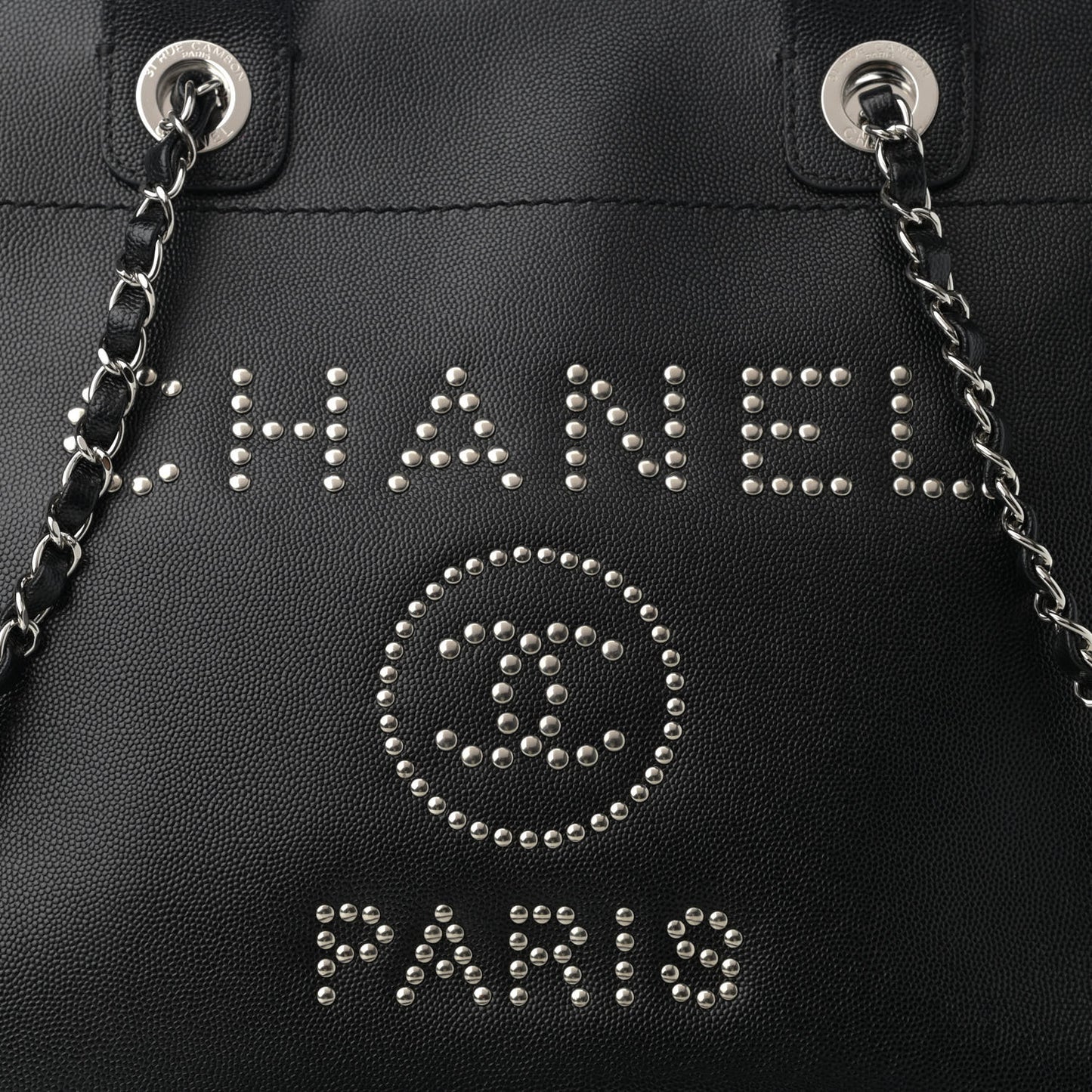 Caviar Small Studded Deauville Tote Black