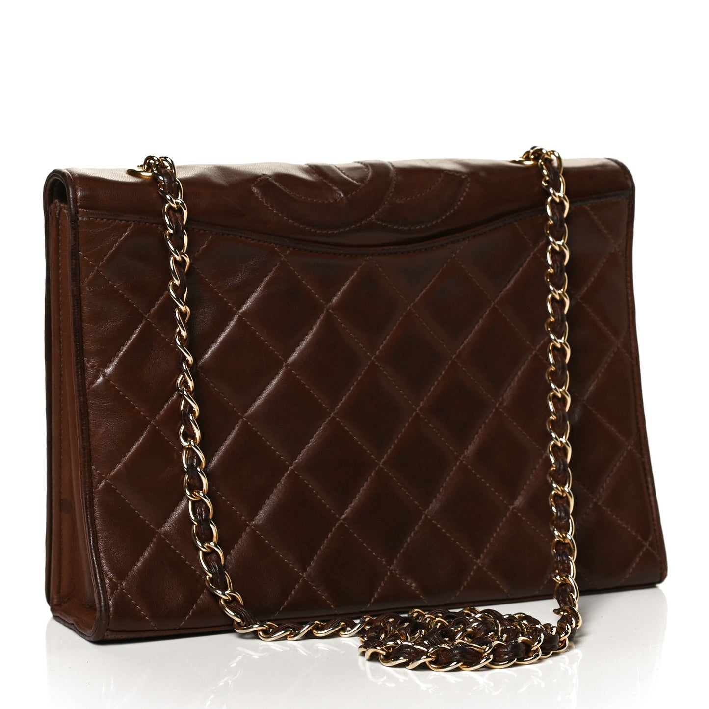Lambskin Quilted Small CC Single Flap Bag Brown