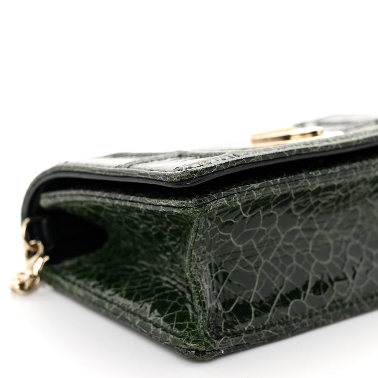 Ceramic Effect Deerskin Baby Diorama Flap Bag Green