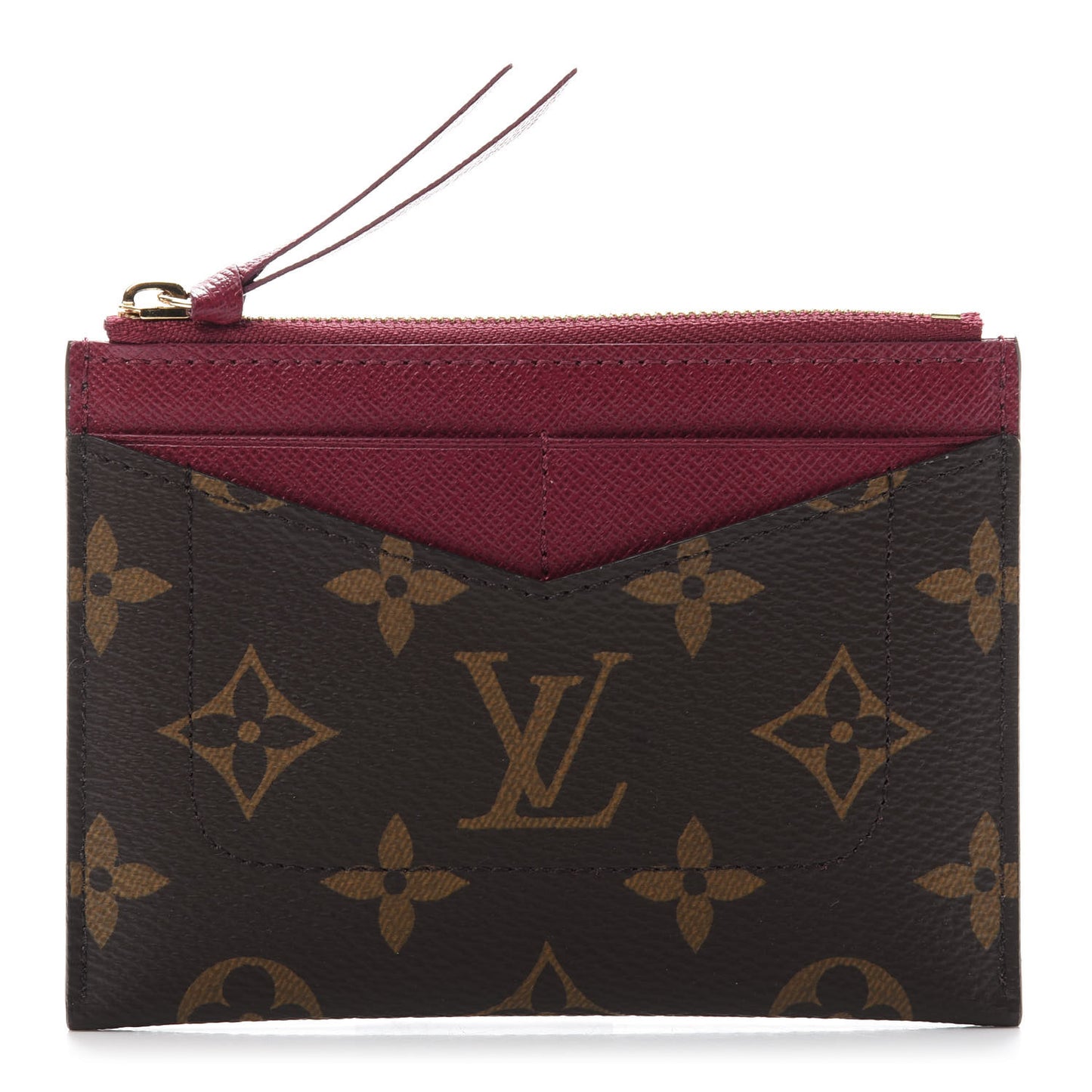 Monogram Zipped Card Holder Fuchsia