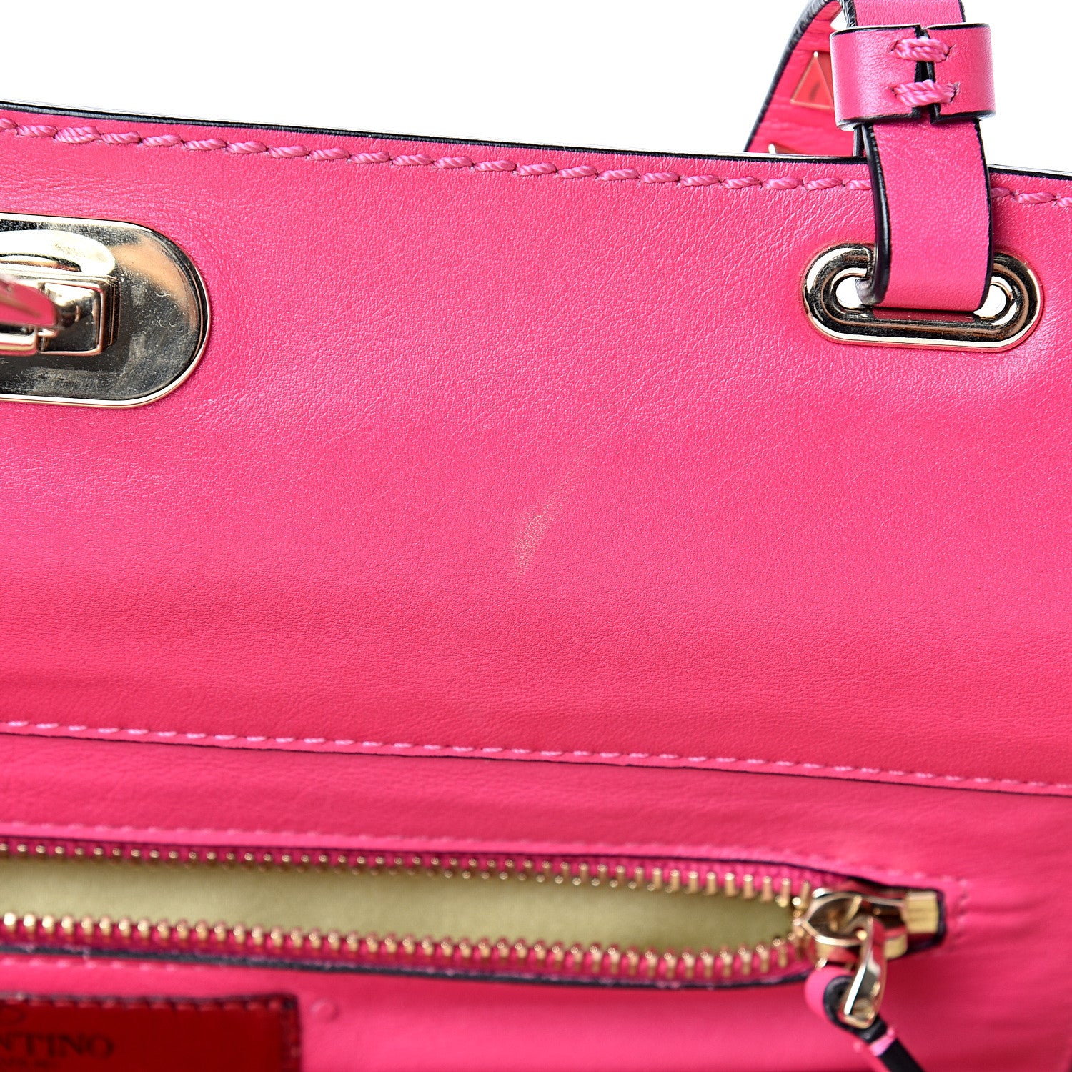 Valentino Garavani Vitello Medium Rockstud Tote Pop Fuxia 12 of 14