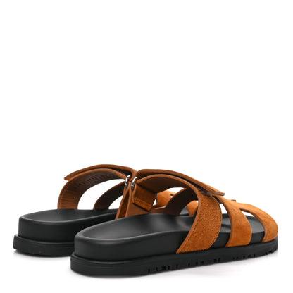 Hermes Suede Goatskin Womens Chypre Sandals 35 Naturel 4 of 8