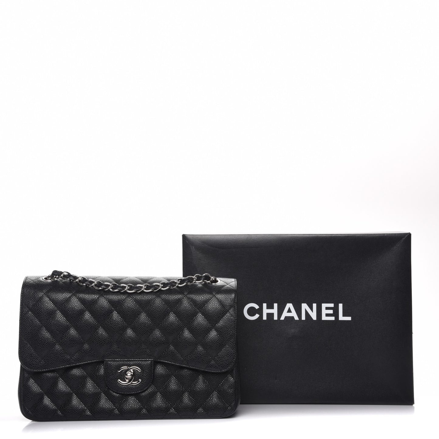Caviar Quilted Jumbo Double Flap Black