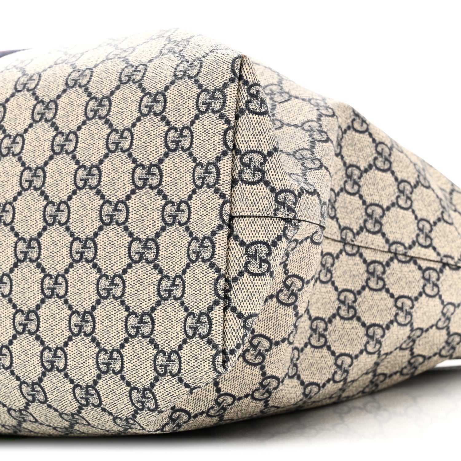 Gucci GG Supreme Monogram Textured Calfskin Web Medium Ophidia Shopping Tote Beige Blue 10 of 10