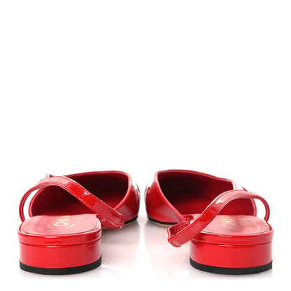 Chanel Patent Calfskin Cap Toe CC Slingback Flats 39 Red Black 6 of 14