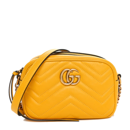 Gucci Calfskin Matelasse Mini GG Marmont Chain Shoulder Bag Stone Topaz 1 of 11