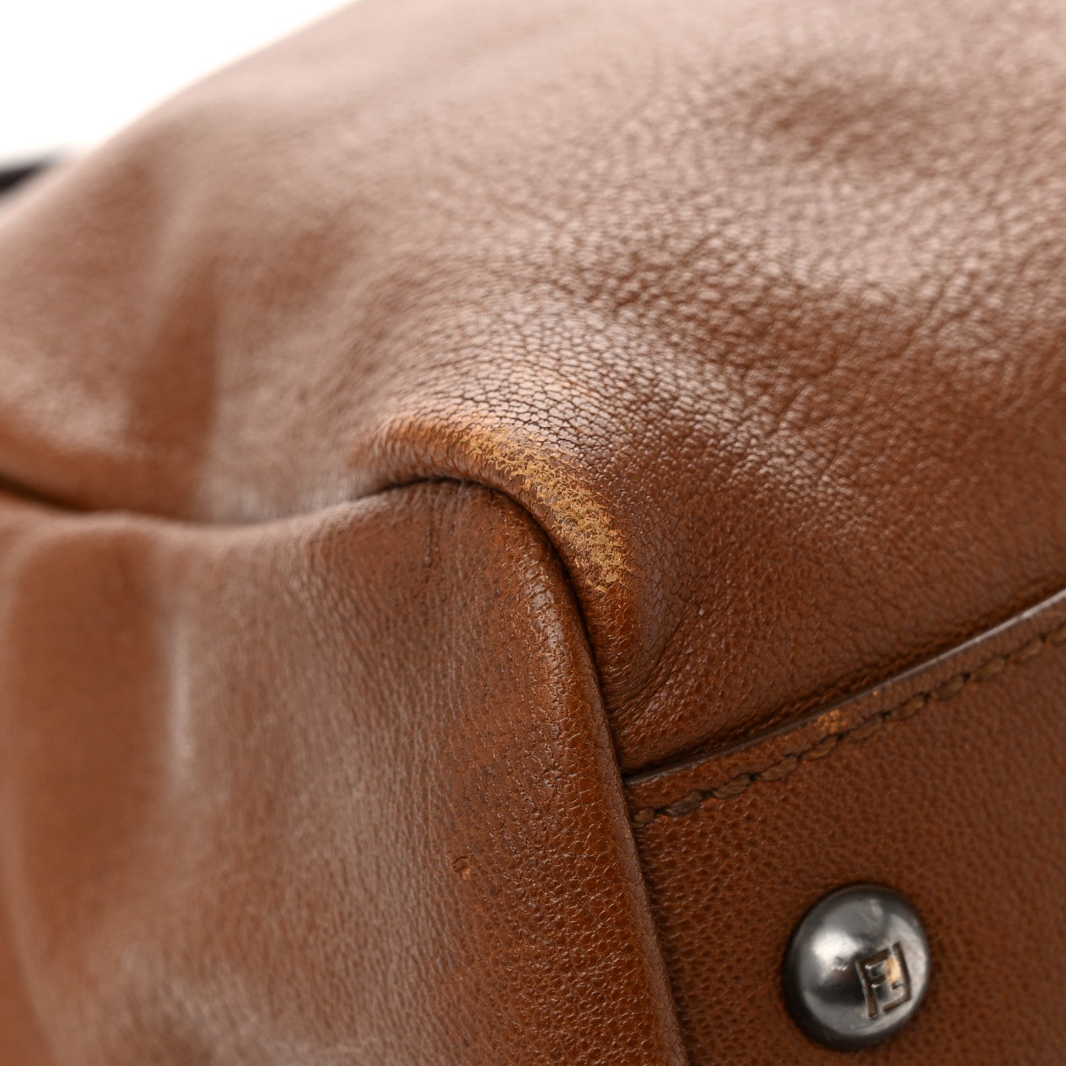Fendi Goatskin Zucca Large Peekaboo Iconic Satchel Cuoio Tobacco Moro 12 of 13