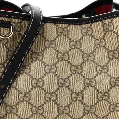 Gucci GG Supreme Monogram Emblem Mini Bucket Bag Beige Black 12 of 17