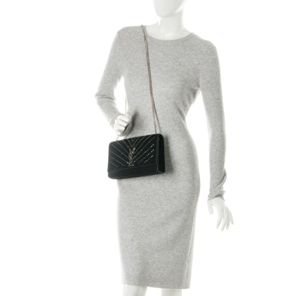 Saint Laurent Suede Crystal Medium Classic Monogram Kate Satchel Nero Black 2 of 6
