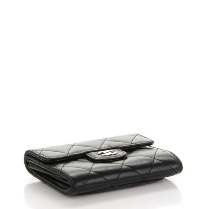 Chanel Lambskin Quilted Flap Card Holder Wallet Black 4 of 10